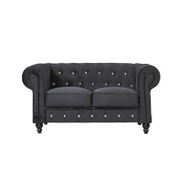 European classical high quality upholstery black velvet chesterfield KD sofa for home furniture set couch